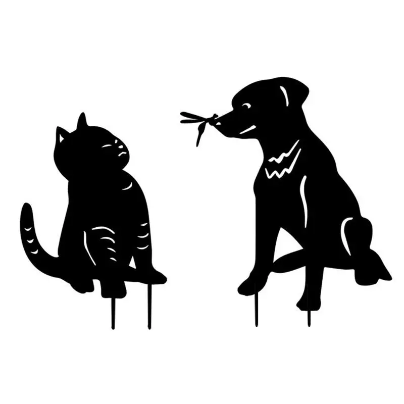 

Garden Dog Garden Stakes Animal Silhouette Garden Stake Black Dog Shaped Yard Decoration Cat Dog Statue For Outdoor Yard Decor