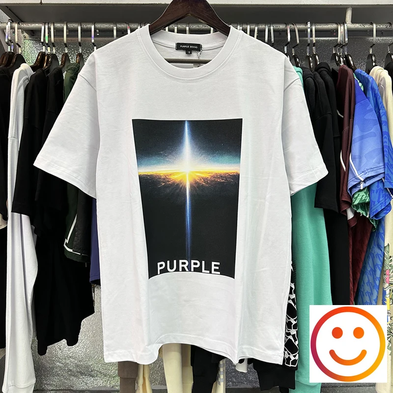 

PURPLE Brands Sea Of Clouds Sunrise Print T-Shirts 2024 Men Women Streetwear T-Shirt Black White Casual Cotton T Shirt Tops Tees