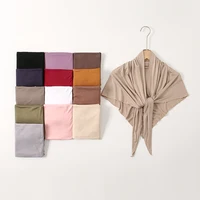 Solid Color Cotton Triangle Scarf Muslim Hijab Shawls Woman Soft Wraps Lady Fashion Causal Turban Islamic Jersey Headband 4