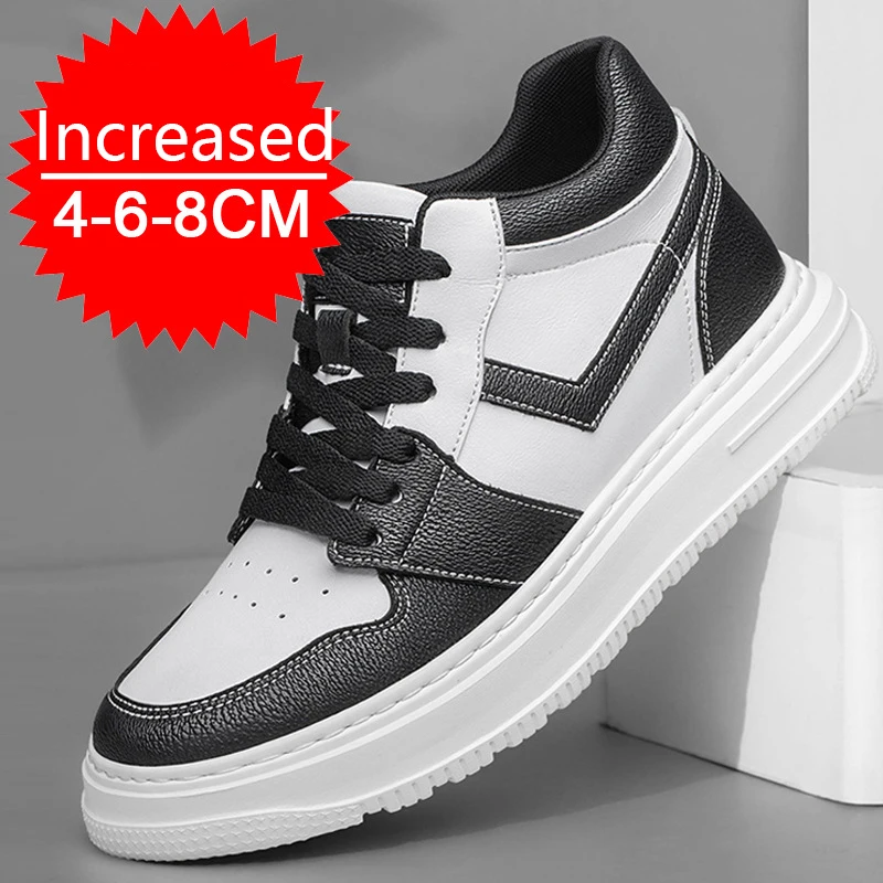 

Men Genuine Leather Plus Size 36-47 Leisure Height Increasing Shoes New 4-6-8CM Height Increasing Shoes Summer Trendy Shoes