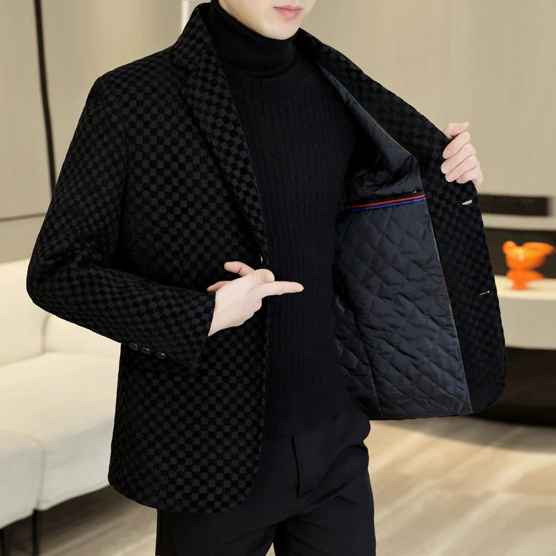2024 New High Quality Fashion Everything Handsome Trend Leisure Business Men Checkerboard Spring and Autumn Suits 4