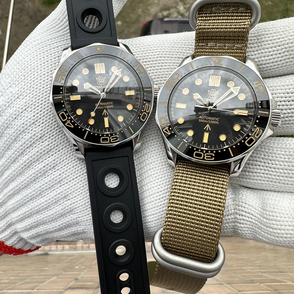 STEELDIVE SD1957 Új szíj 42MM évjárat Fényrekesz 200M Vízhatlan esőköpény NH35 Zsozsó luminou Zafír üvegek automata  Belemerül nézni reloj