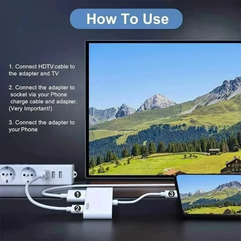 1080P HD HDMI-Compatible Projection Cable Adapter Audio Sync Screen Connector for Lightning To HDMI-Compatible Converter Adapter