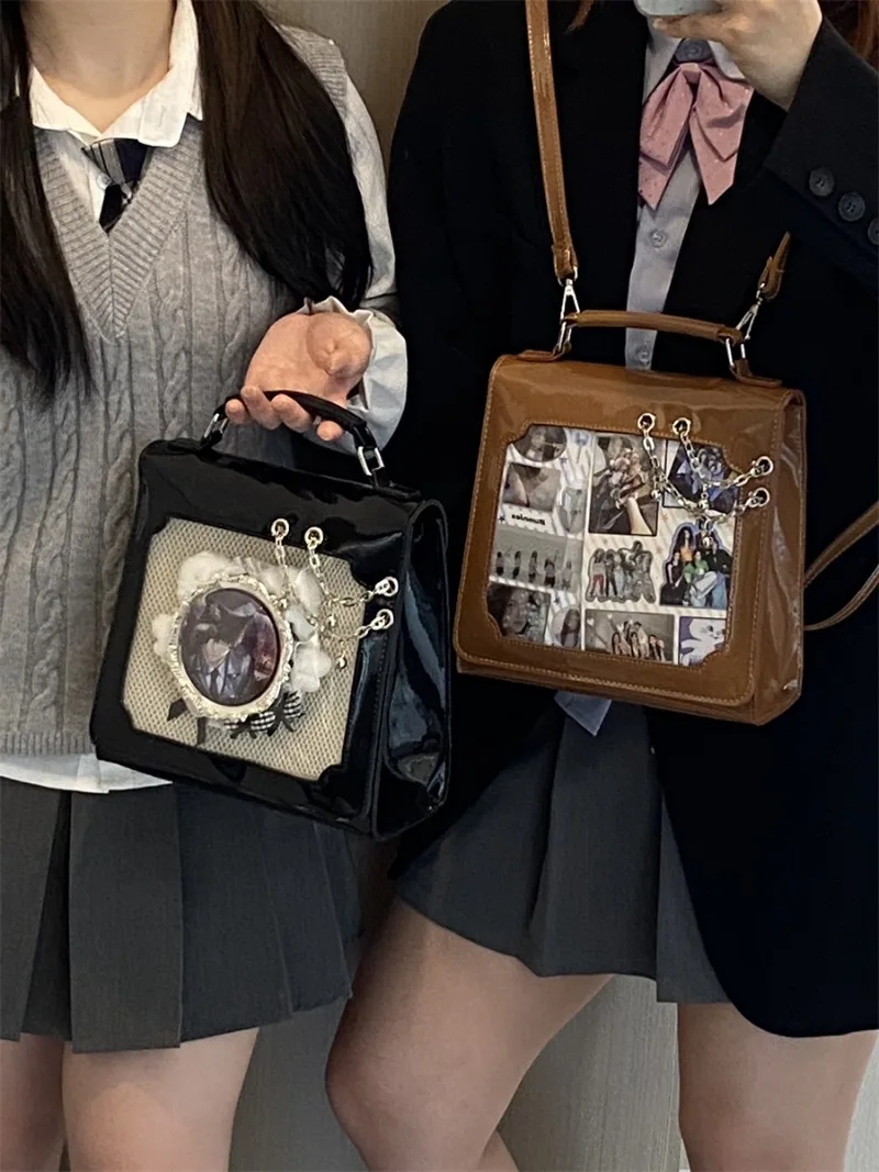Square Ita Mochila Transparent Xrossbady Mochilas Mujer Youth Original School Bag Chain Backpack 2025 New Bags for Women 2