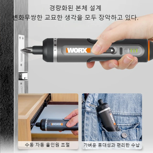 작은 크기, 강력한 성능: Worx 미니 전기 스크루드라이버 세트(WX242)