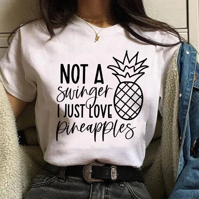 

Pineapple Not Suinger I Just Love Pineapple Pattern Print T Shirt Women's Fashion T Shirt Cute Pineapple T Shirt Top