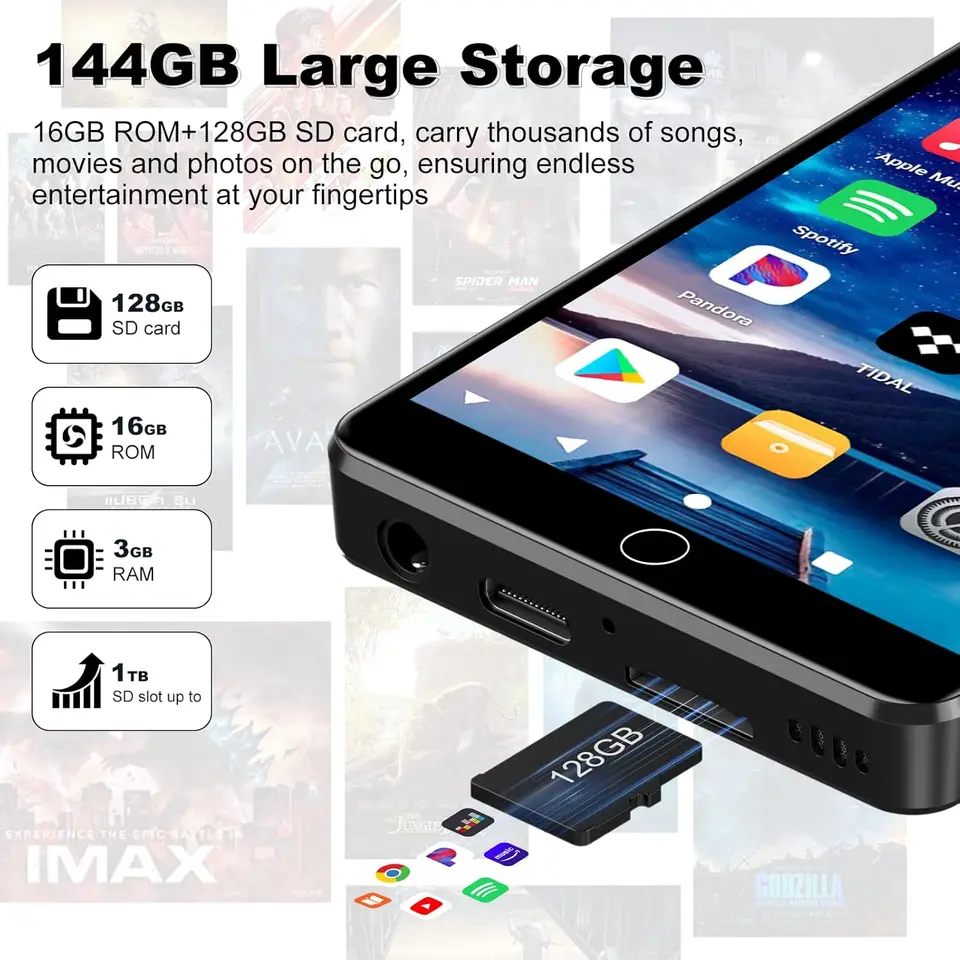 MECHEN Reproductor MP3 de 64 GB Bluetooth 5.3 con visualización táctil