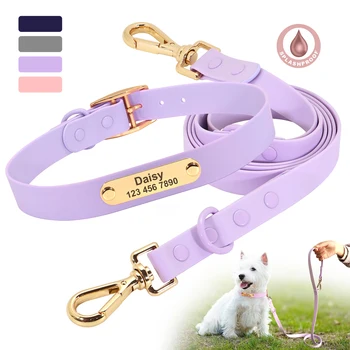 Customised PVC Waterproof Dog Collar and Leash Set – Stylish, Durable & Personalised for Your Pet