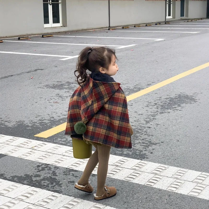 두꺼운 모직 망토 두꺼운 따뜻한 모직 망토 재킷 아동복 어린이 겨울 재킷 소년..