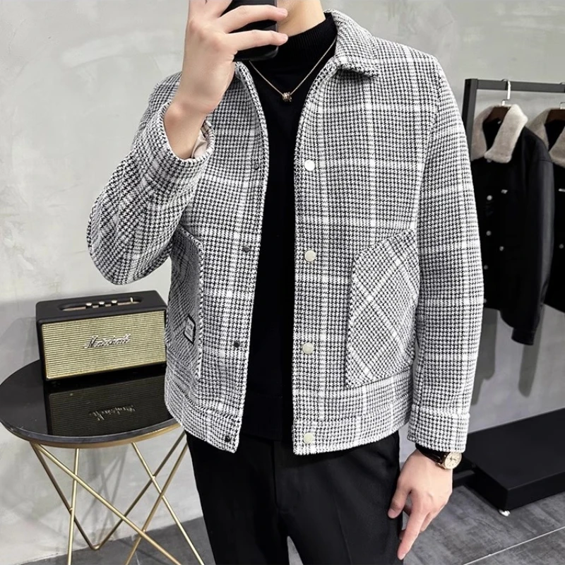 High Quality Autumn Winter Woolen Jacket for Men Short Wool Blends Trench Coat Men Casual Business Social Streetwear Overcoat