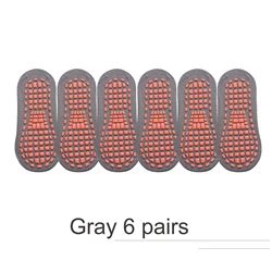 Anti-Slip Parent-Child Sports & Trampoline Socks - Cotton Elasticity - Adults (Gray  6 Pairs)