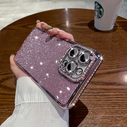 Luxury Bling Glitter Rhinestone Silicone Phone Case - iPhone 12 (Rose Gold)