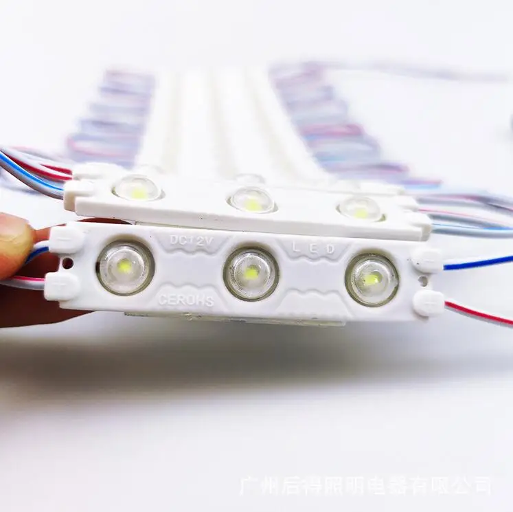 

Super Bright 1.5W 2835 LED Module Injection lens 3leds/piece 12V 160 Degree Waterproof Warm white/Cool White