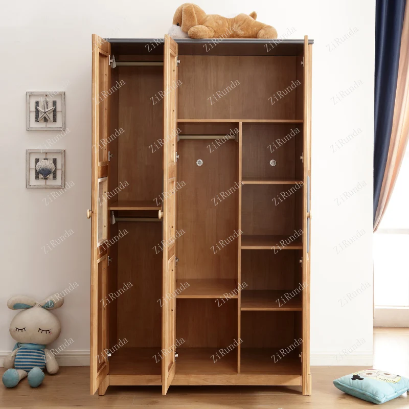 ~~Solid wood children's wardrobe two doors three doors casement cabinet cartoon boy bedroom wardrobe girl princess room storage