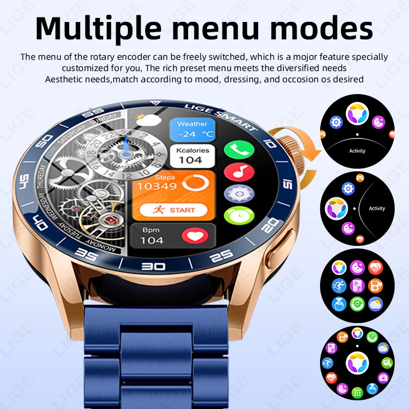 LIGE New Smart Watch For Men 1.38inch Full Touch Screen Bluetooth Call Waterproof Watches Sport Fitness Tracker Smartwatch Women