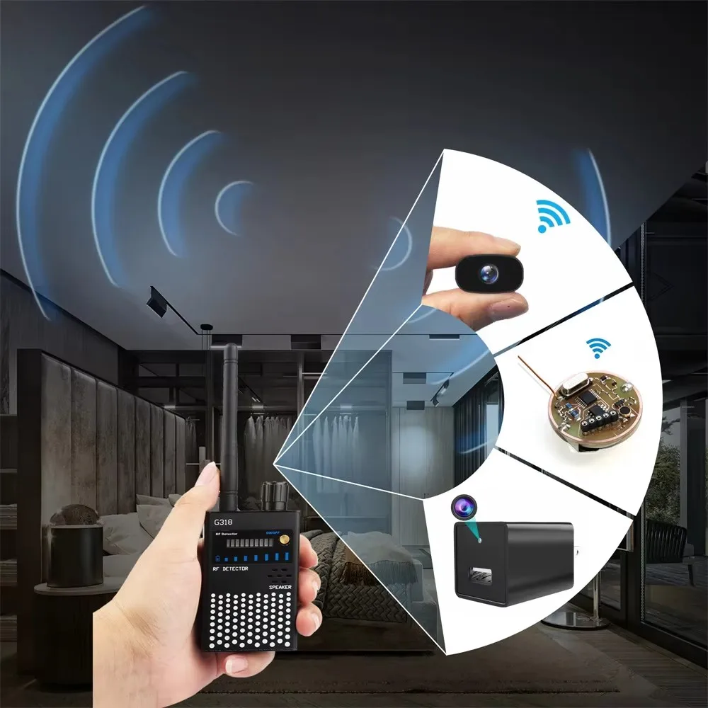 Signal Detector Wireless Rf Detector Professional Multi Function Jammer Signal Blocker Anti-spy Wifi Camera GMS GPS Signal Tracker Bug Detection