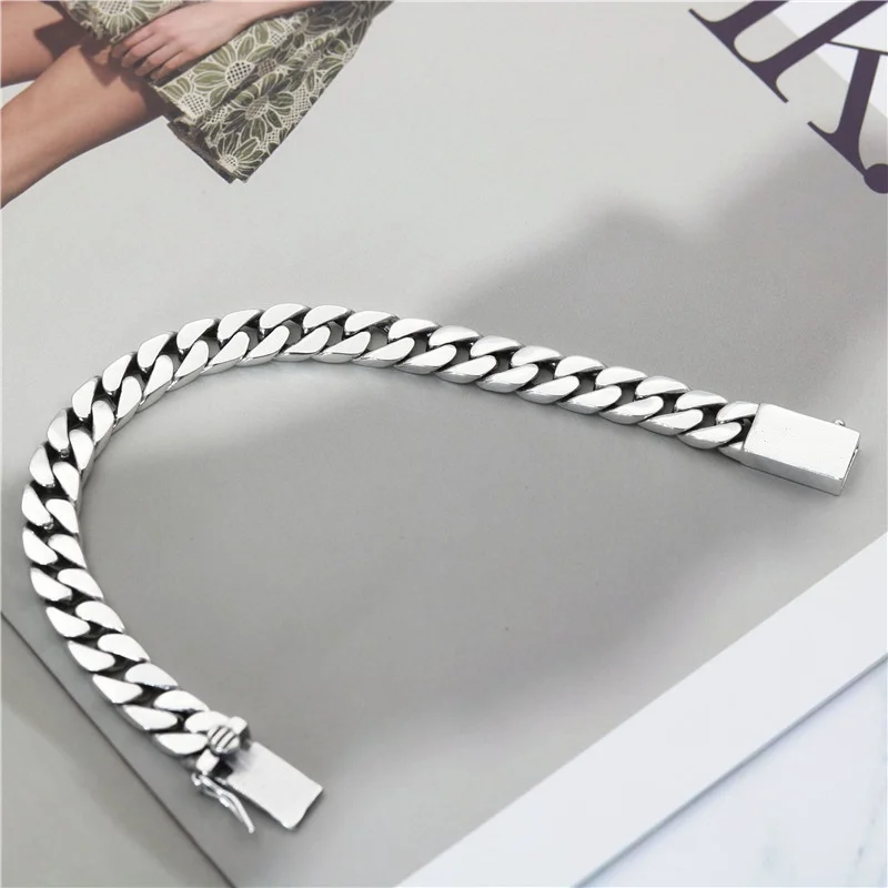 European and American Internet celebrities are old Cuba chain men's necklace plug -in necklace