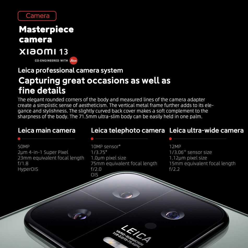 Xiaomi 13 5G - Smartphone de 12+256GB, Pantalla de 6.36” AMOLED de 120Hz,  Snapdragon 8 Gen 2, Cámara Leica de 50MP, Carga de 67W, 4500mAh, Blanco  (Versión ES + 3 años de garantía) : : Electrónica