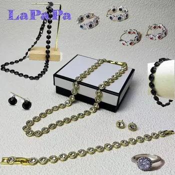 2025 New Original High Jewelry Set Fine Charm Bracelet Earrings Matching Perfect Crystal Necklace for Women Wedding Gift 1