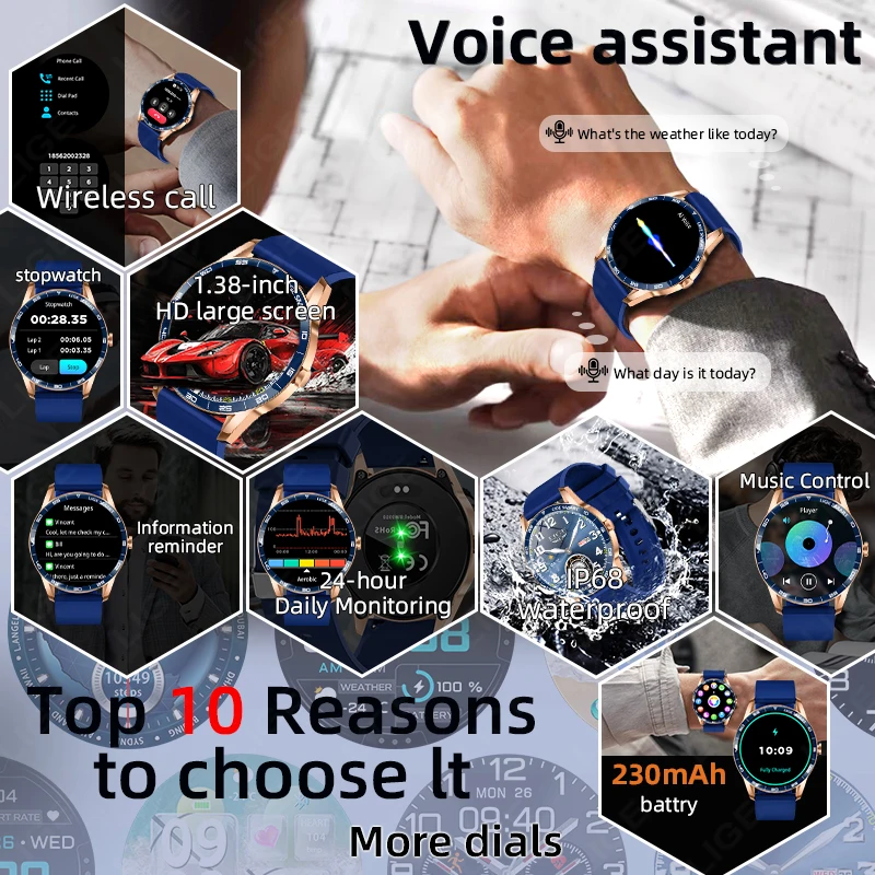 LIGE Smart Watch Full Touch Screen Man Women IP68 Waterproof Bluetooth Call Watches Sports Fitness Health Monitor Men Smartwatch