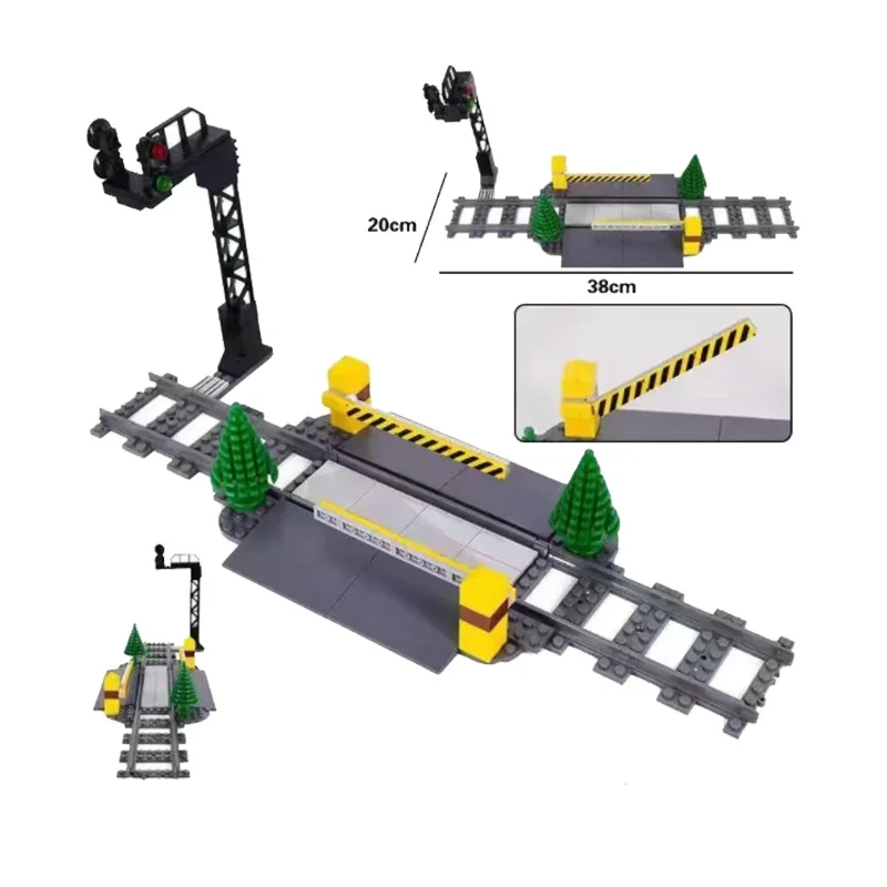 City Train Railway Building Blocks Set - Tracks, Station, and Buffer Stop Bricks Collection