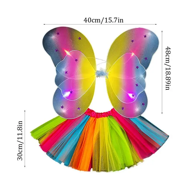 Fairy Outfits For Girls Butterfly Wand Cosplay Accessories With Lights 4 Pcs Children's Fairy CostumesDress Up Wings