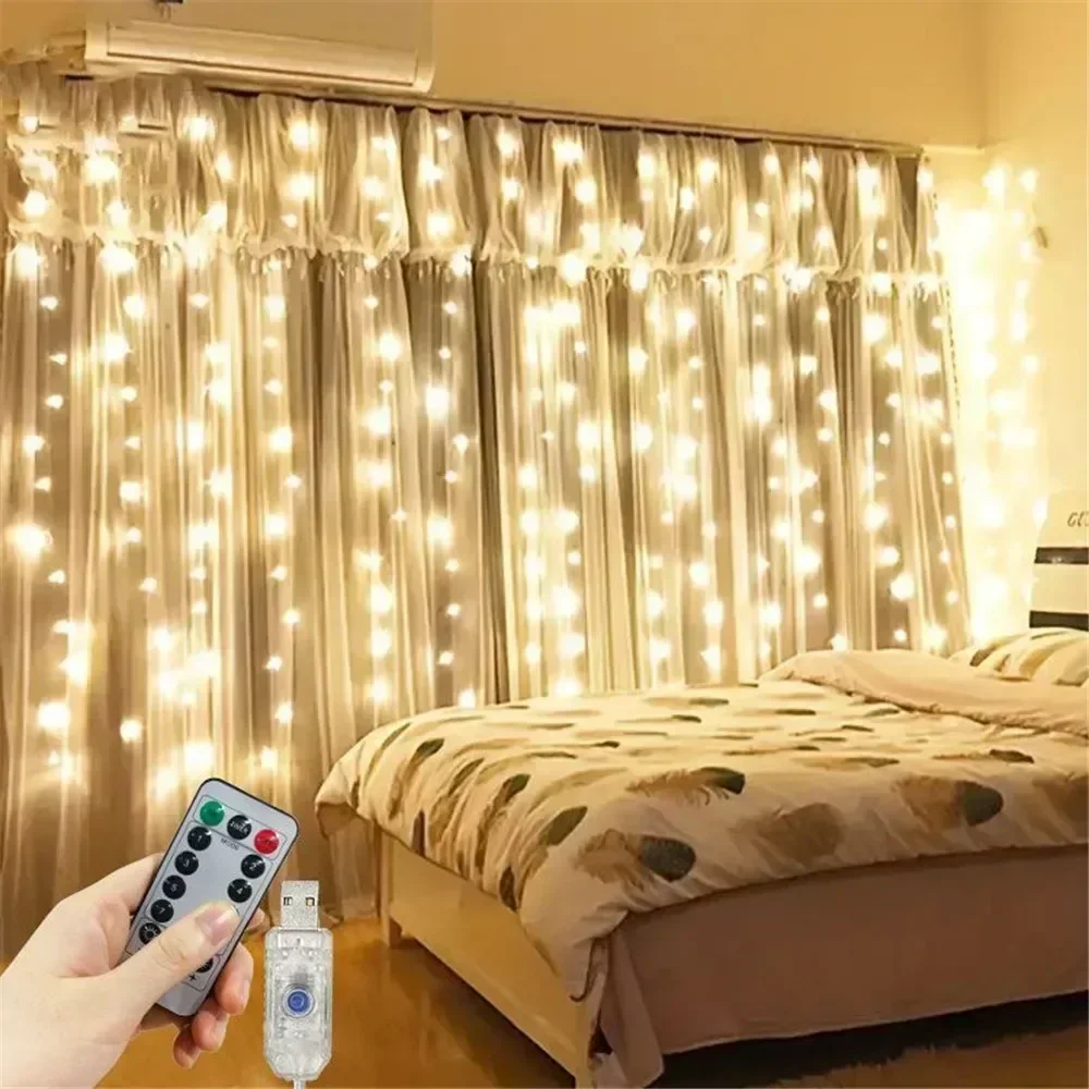 Description Picture 4 of item1pc USB LED Curtain Lights Warm Fairy String Lights Festival Lighting Rainbow Window Home Bedroom Wedding Christmas Decoration