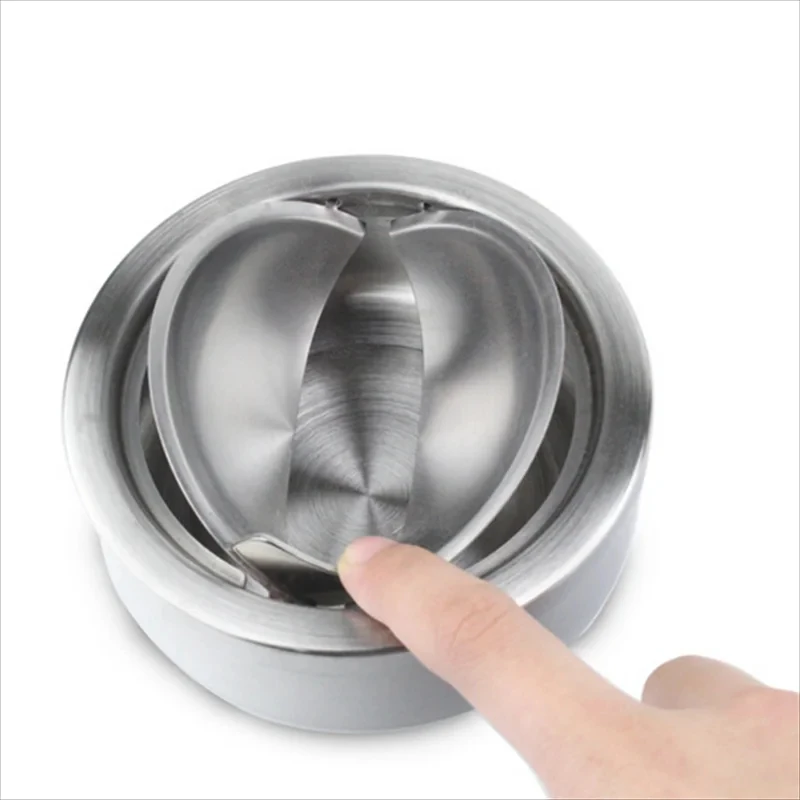 Portable Stainless Steel Windproof Ashtray Rotating Black Sticky Skin Model Rotating Ordinary Cigarette Ashtray Push Smoking Set portable ashtray stainless steel ashtray metal ashtray