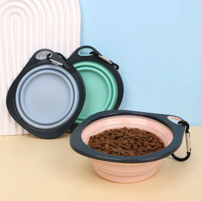 Pet Folding Silicone Bowl Collapsible Pet Outdoor Travel Portable Puppy Food Feeder Dish Bowl Silicone Dog Feeder Bowl 4