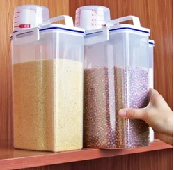 Transparent Kitchen Cereal and Flour Storage Container with Measuring Cup (1PC)
