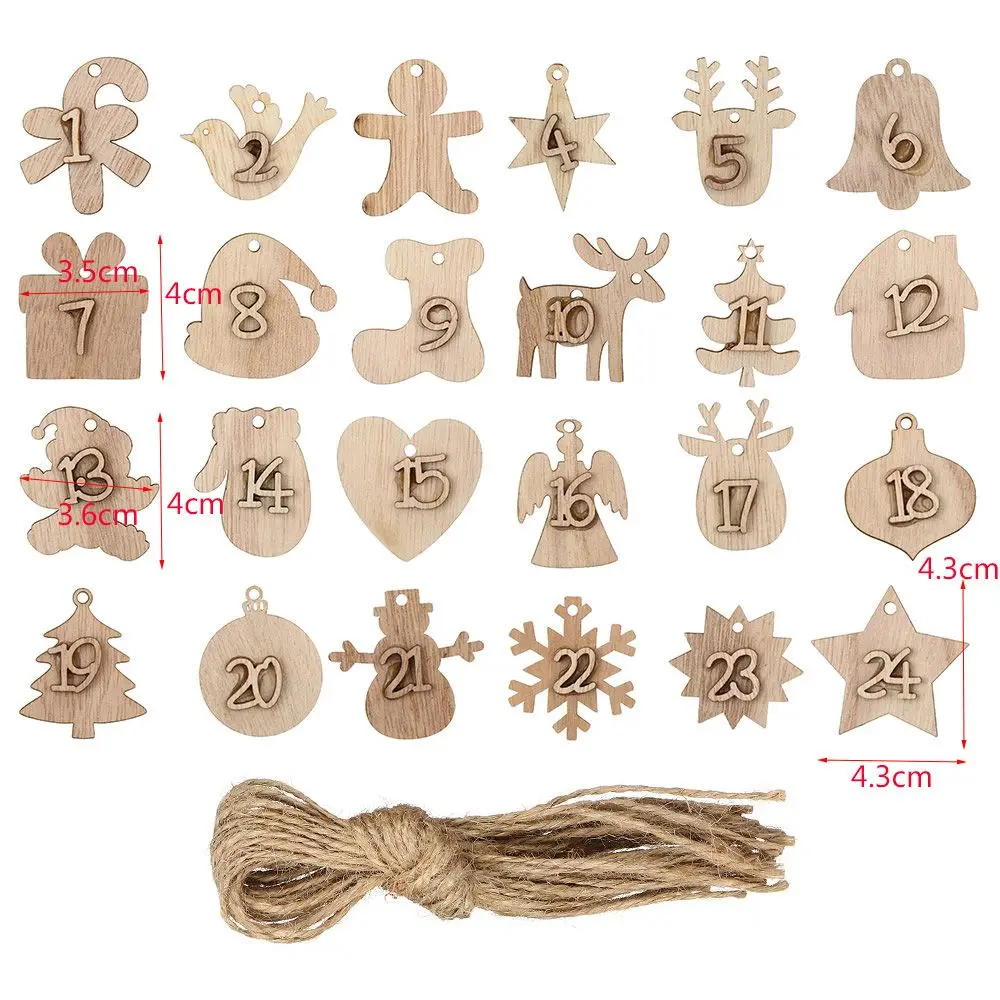 Countdown Christmas Advent Calendar Label 24 Xmas Advent Calendar Numbers DIY Gift Bags Hanging Tags