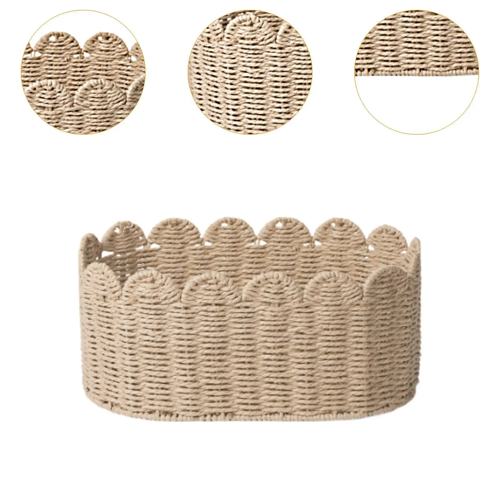 Woven Storage Basket Versatile Rectangular Lightweight Storage Bin for Countertop Bathroom Living Room Farmhouse Kitchen Gadgets