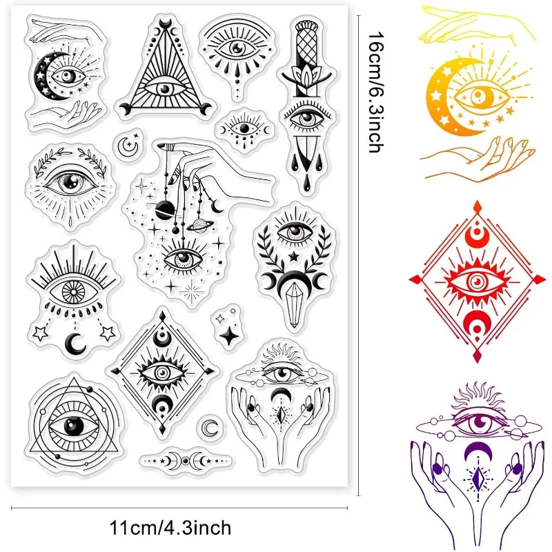 Egypt Eye Mystic Silicone Clear Stamps for Card Making Tarot Egypt Mystery Gothic DIY Scrapbooking 4.3 x 6.3inch 1pc clear stamps clear rubber stamps