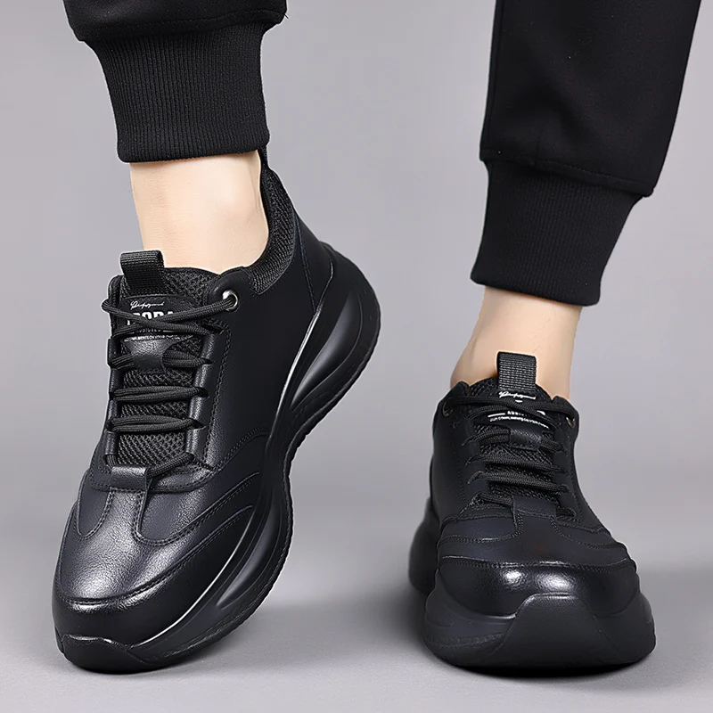 أحذية جلدية رجالية عصرية للخريف، أحذية رسمية كلاسيكية للأعمال، أحذية رياضية مريحة بنعل سميك للمكتب والخارج والمشي اليومي