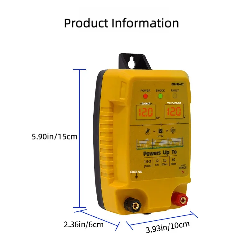 12KM Electric Fence 1.5-3 Joules Low Impedance Energizer Sheep Cattle Horse Poultry Controller Tool For Animal Captivity electric fence energizer