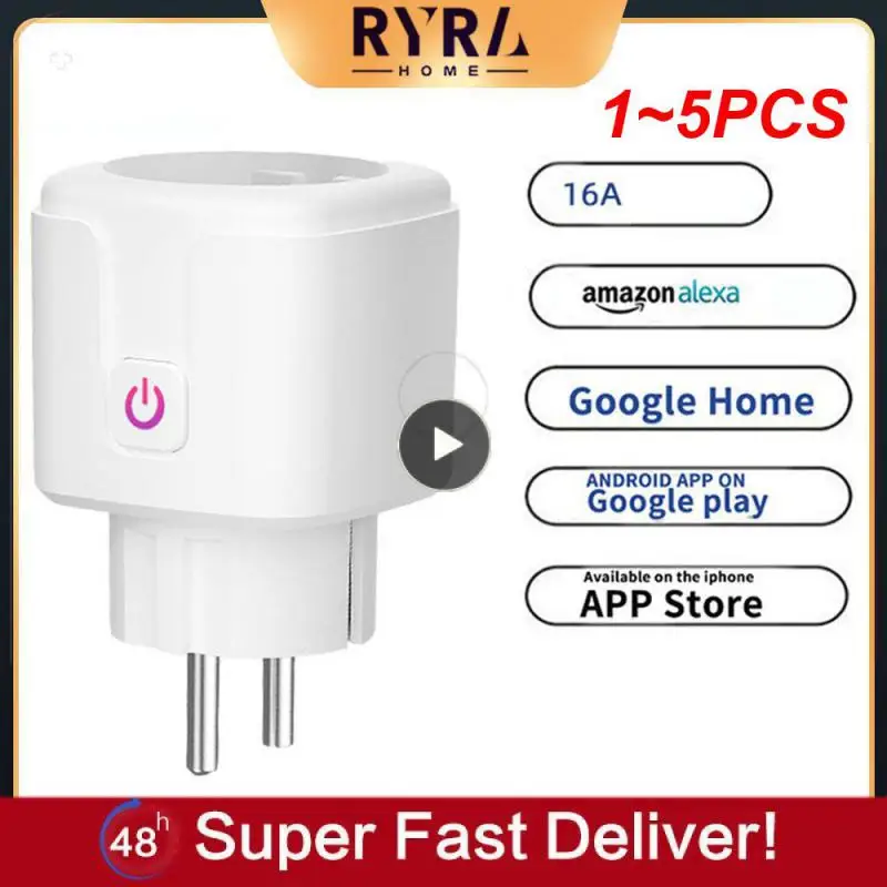 

1~5PCS Smart WiFi Plug Adaptor 16A Remote Voice Control Power Monitor Socket Outlet Timing Function work with Alexa Home