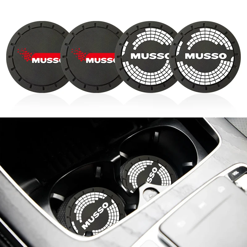 

1PCS Car Water Coaster Non-slip Pad For Ssangyong Musso Korando Rexton Tivoli Torres XLV Label Badge Styling Cup Holder Mat