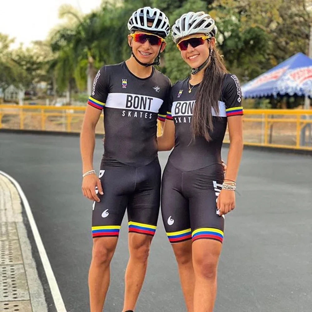 

BONT Inline Skating Racing Skinsuit Men Speed Inline Roller Skate Sets Triathlon Clothing Ropa Ciclismo Skating Jumpsuit No Pads