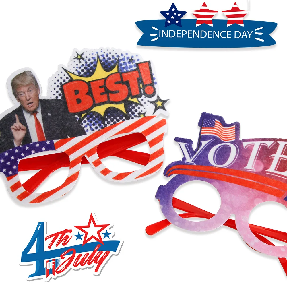 American Presidential Election Novelty Glasses Patriotic Trump-Themed Decorative Eyewear Plastic Frame
