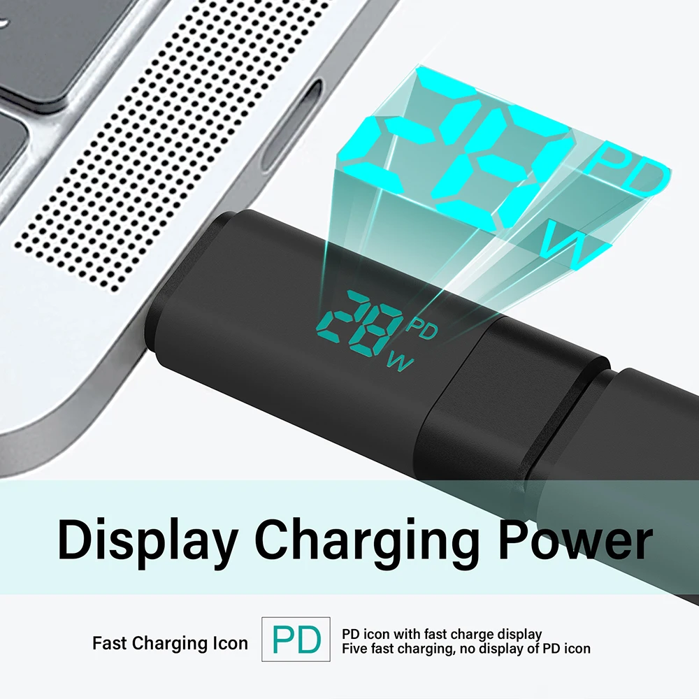 Description Picture 4 of item100W Power Digital Display Type C to Type C Adapter usb C Power Meter For USB to Type C Cable Type C to Type C Fast Charging