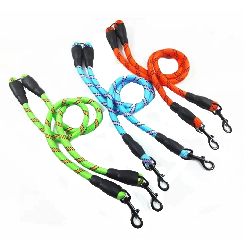 

Double Dog Leash Reflective Nylon Dog Leash Belt Solid Running For Training Pets Cat Dog Lead Leashes For 2 Dogs Leash Rope