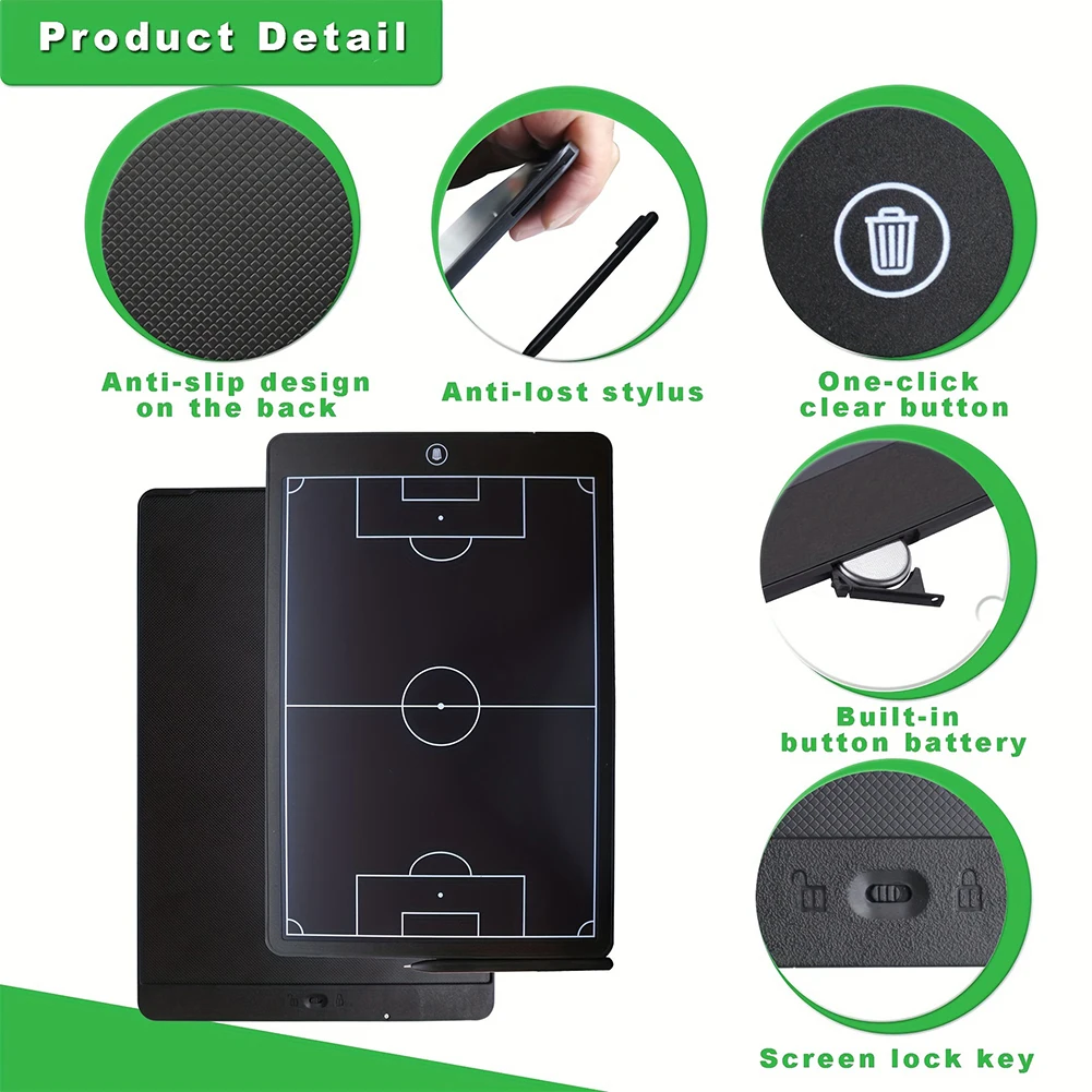 16 Inch LCD Electronic Football Coach Board with Pen Strategy Marker Board for Football Coach Marker Training Writing Tablet