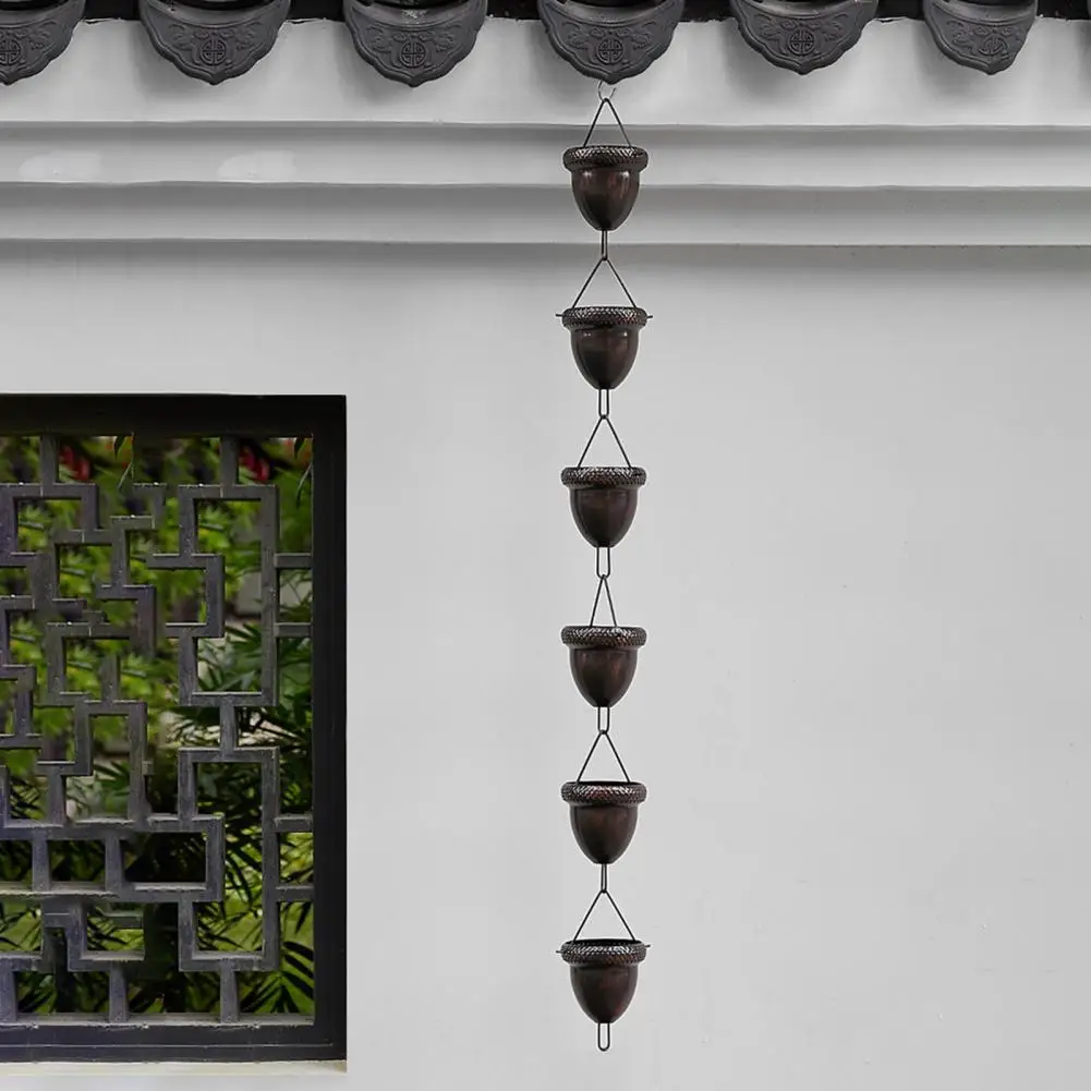 Villa Rain Chain AcornShaped Rainwater Collecting Chain for Gutters Rainwater Collector Cups Outdoor Rain Chime Garden Decor