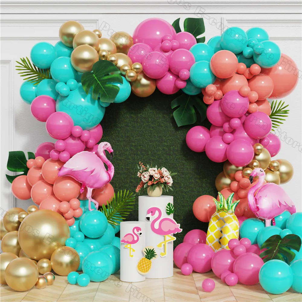 

152 шт. Тропический гавайский шар, гирлянда с пальмовыми листьями, фламинго, украшения для летней вечеринки, Luau Aloha, товары для дня рождения