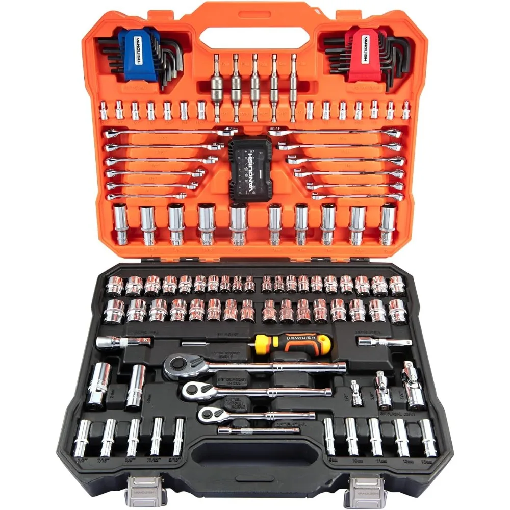 

162 Pieces Professional Mechanic Tool Kit Socket Wrench Set Mixed Hand Tool Kit with Storage Case