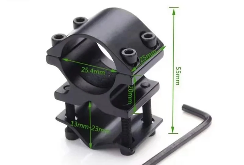 Weapon Flashlight Mount Metal Outdoor Accessory Flashlight Torch Laser Bracket Clamp Mount 25mm Ring Holder Fit 9-23mm Barrel for Airsoft