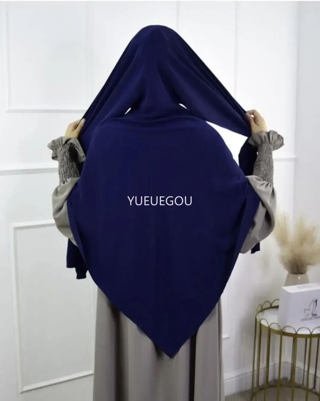 Anti Slip Muslim Hijab Set Jersey Khimar Abaya with Silicone Grip Band Breathable for Women