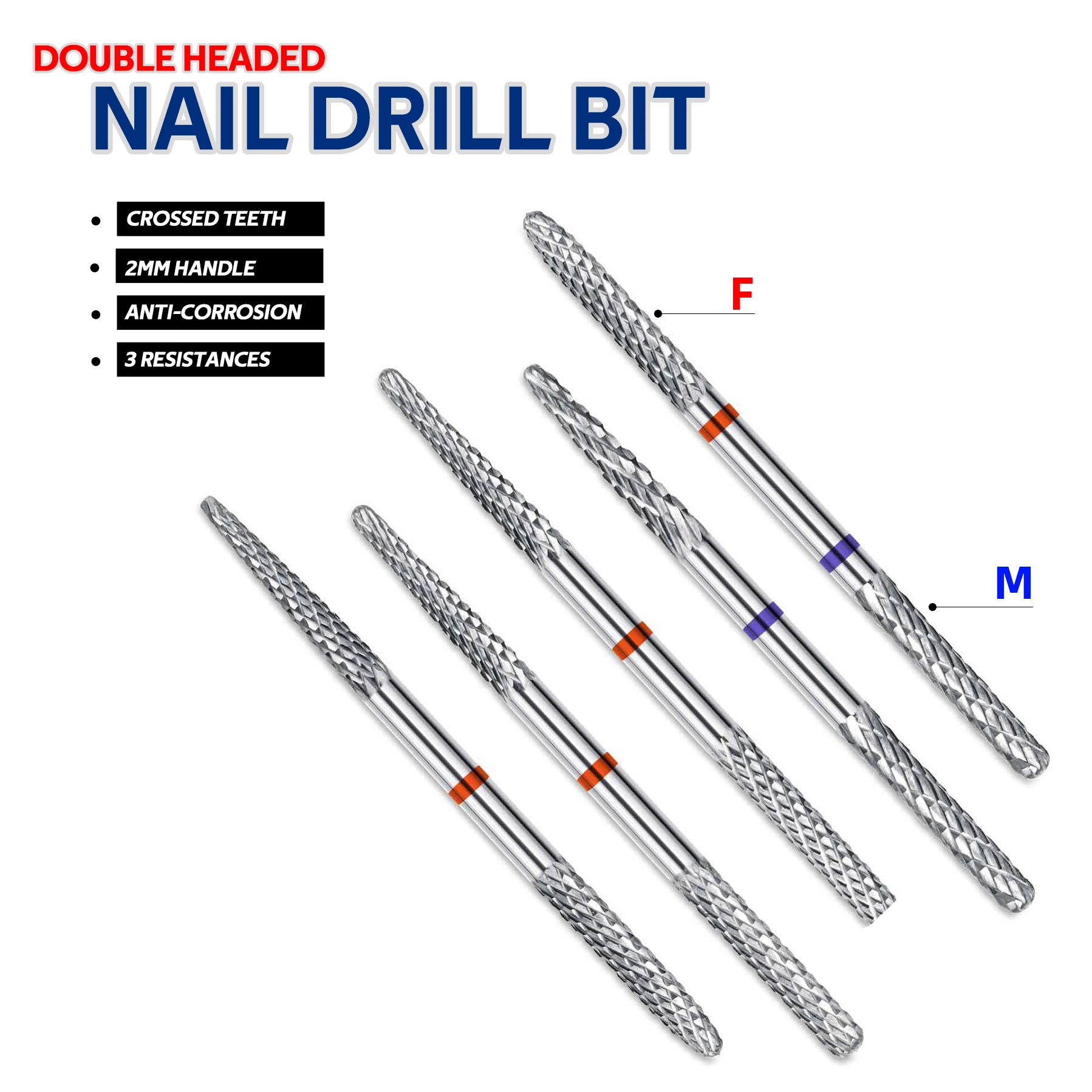 Double Headed Nail Drill Bits Tungsten Steel Milling Cutters for Manicure Remove Cuticle Nail Polish Electric Drill Accessories