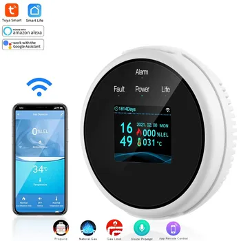 투야 와이파이 천연가스 누출 감지기, LPG 누출 센서, 사운드 알람, 433MHz 원격 모니터 알람, 스마트 홈 지원, 구글 알렉사