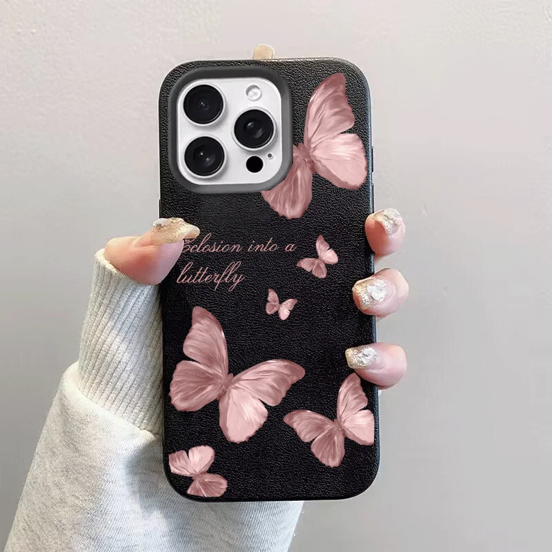 Elegant Flower Butterfly Leather Candy Phone Case Cover